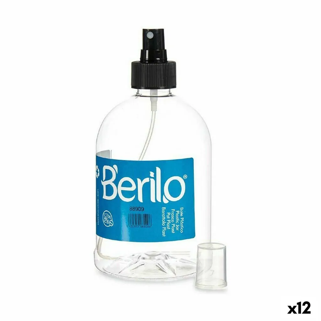 Arroseur en plastique transparent Berilo avec flacon noir 500ml
