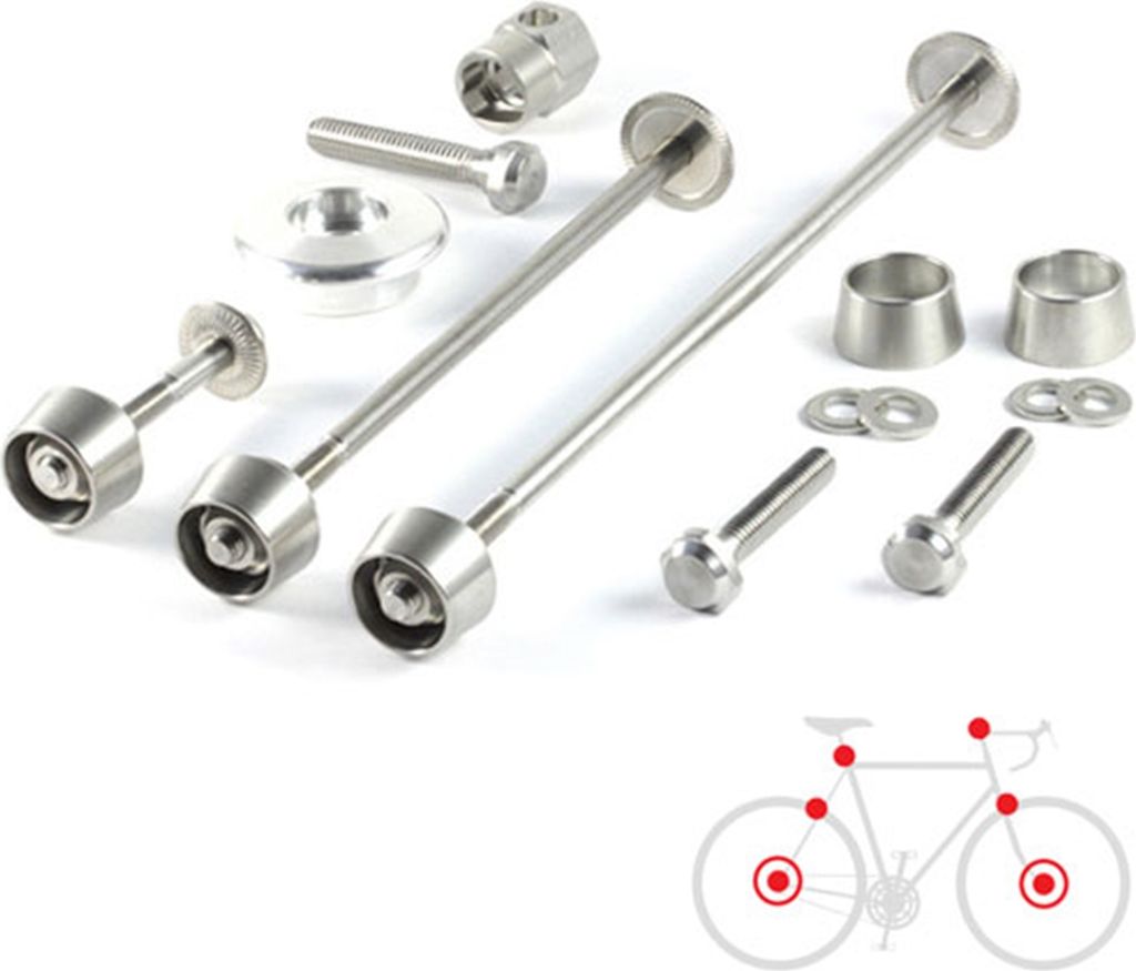 Pitlock Set 02/GA/BR, VR/HR/Sattelstütze/Ahead/Bremsen, PITLOCK, silber