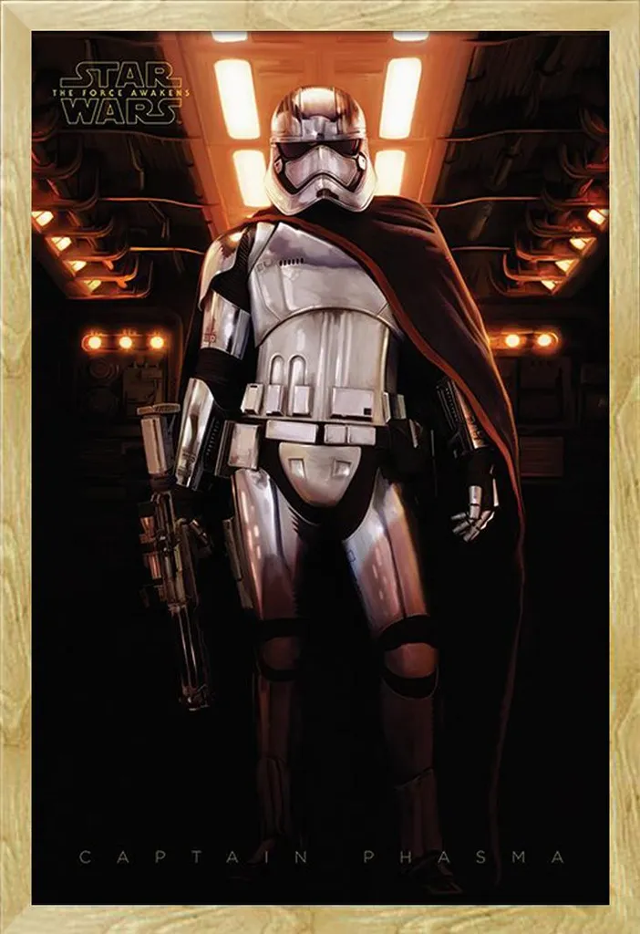 Poster Star Wars Captain Phasma EP7 con Cornice MDF Faggio 61x91,5