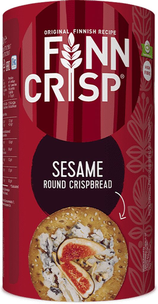Finn Crisp Sesame Rundes Knäckebrot in Dose aus Seam und Produktbild