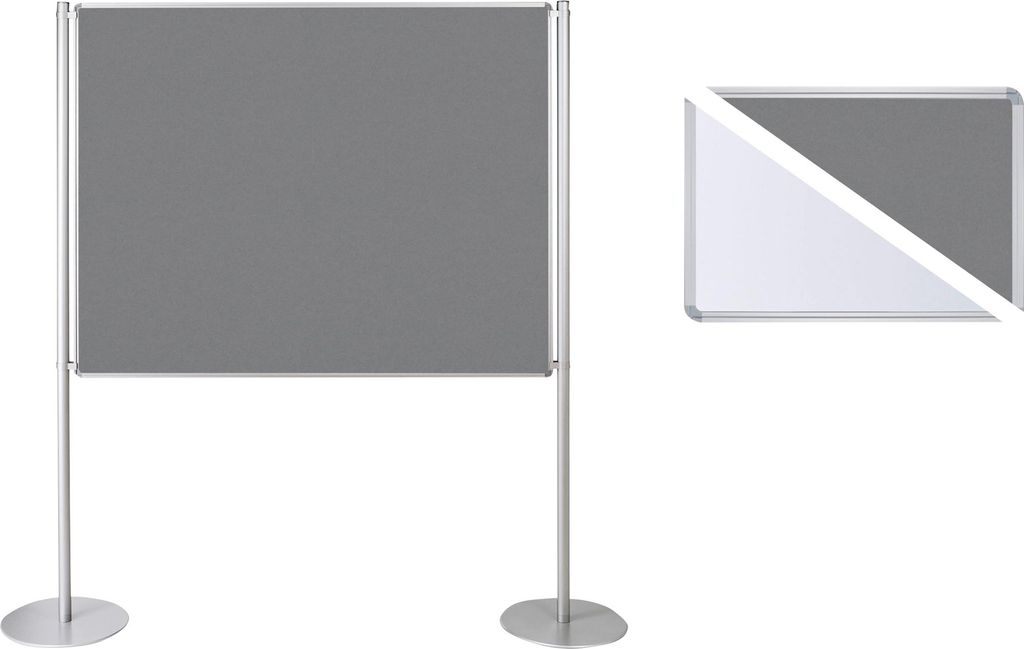 Ultradex Stellwand 749228 150x120cm Filz/Whiteboard Tellerfuß ws/gr