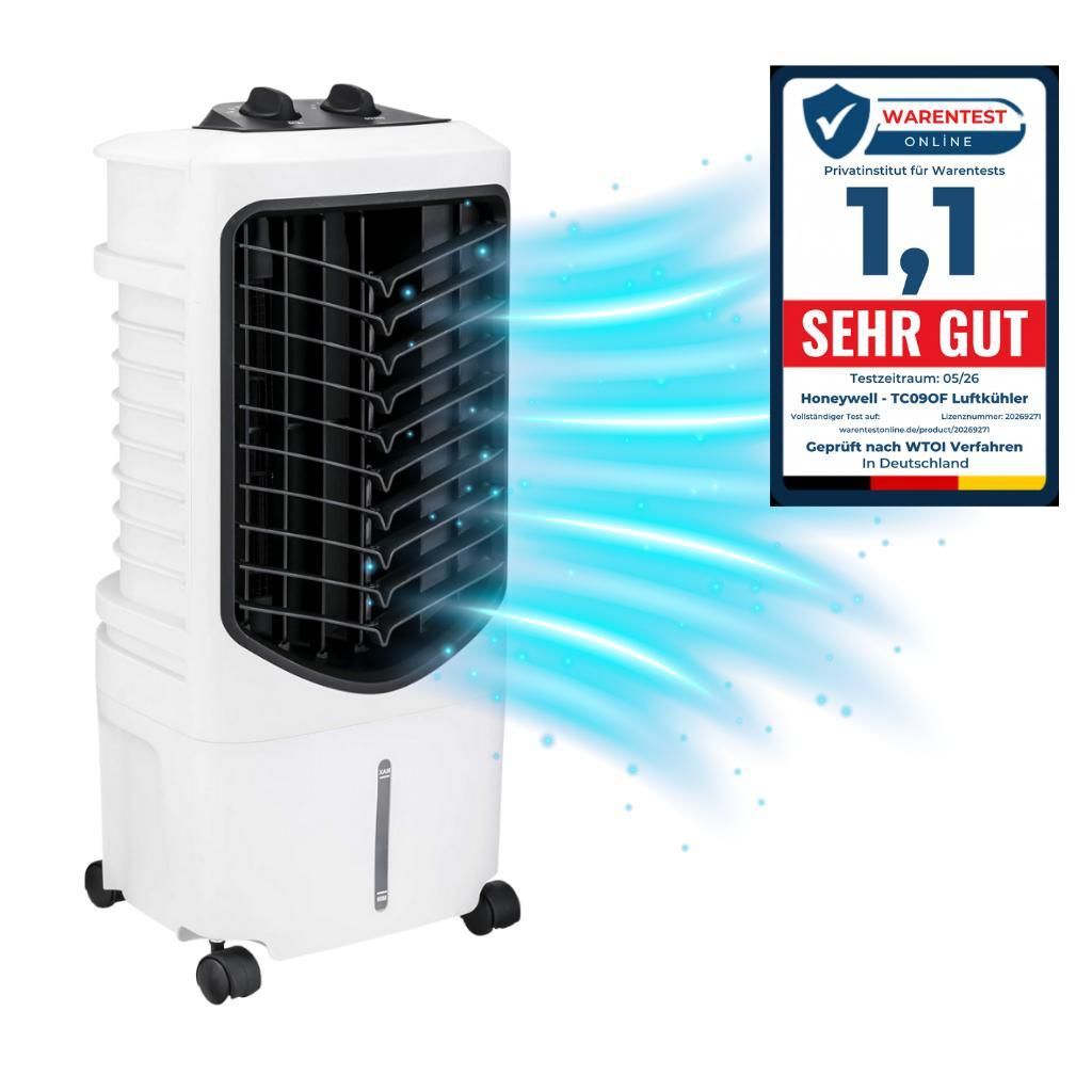 JUNG HONEY TC09OF Mobiles Klimagerät 3-in-1 mit Ionisator, Luftkühler ohne Abluftschlauch, Leiser Ventilator mit Wasserkühlung, Aircool, Klimaan...