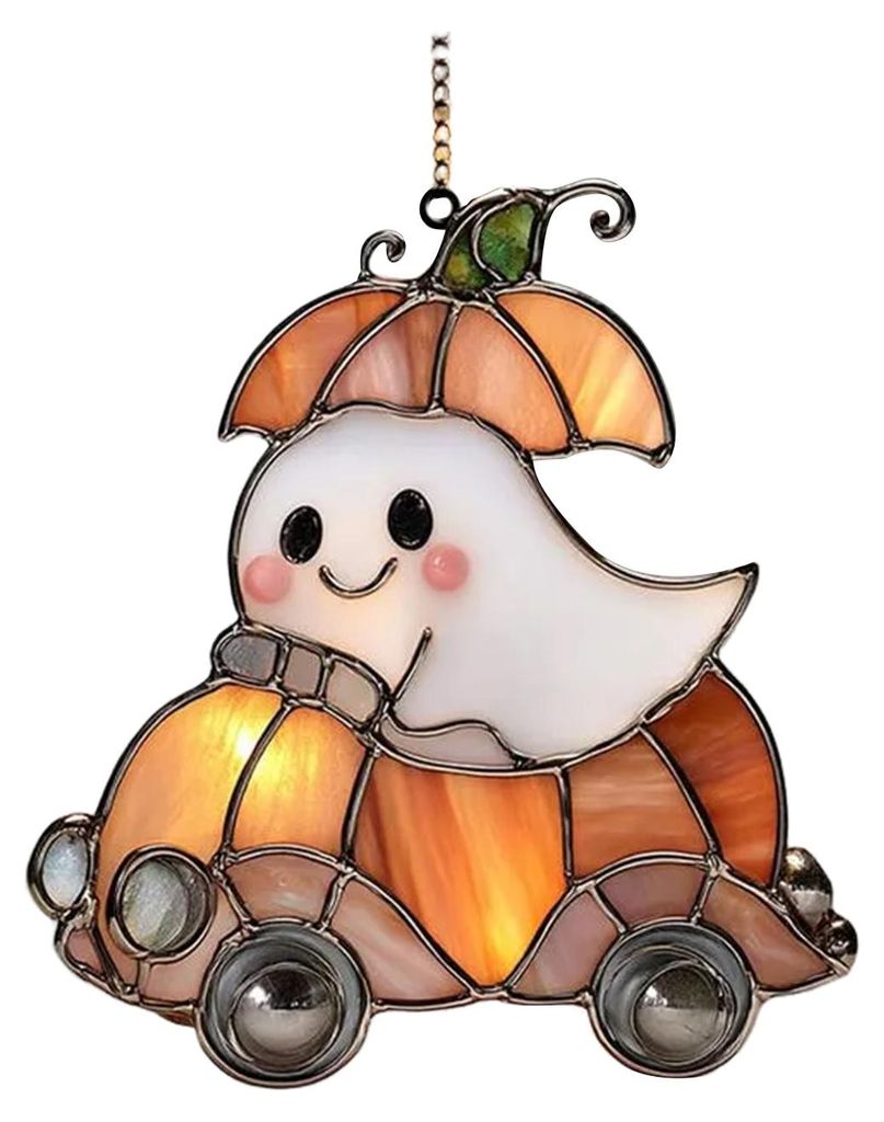 Halloween-Geisterfahrt-Ornament mit Umhängeband, Solarfalle, Hexenhut, Kürbis, Passagieranhänger, Sonnenfänger F