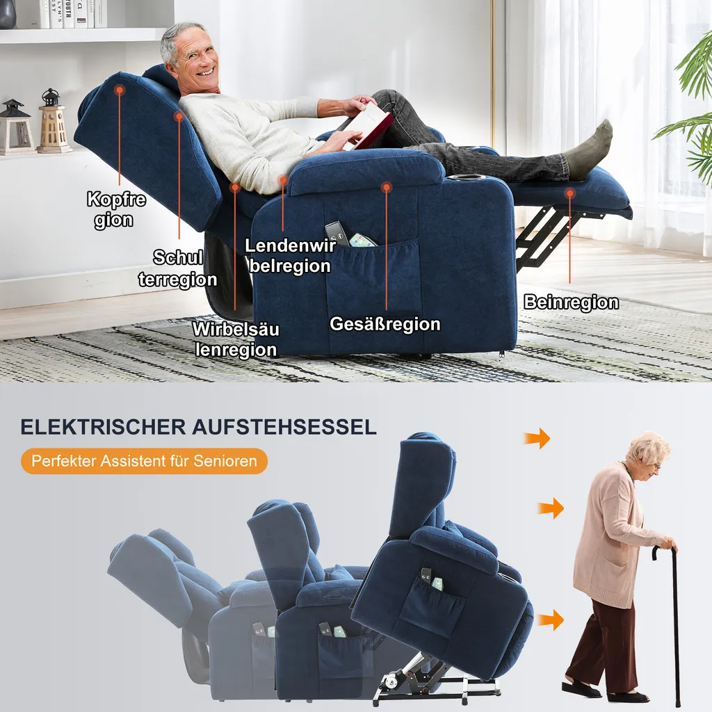 Soulagez votre dos avec le fauteuil de massage relevable bleu USB