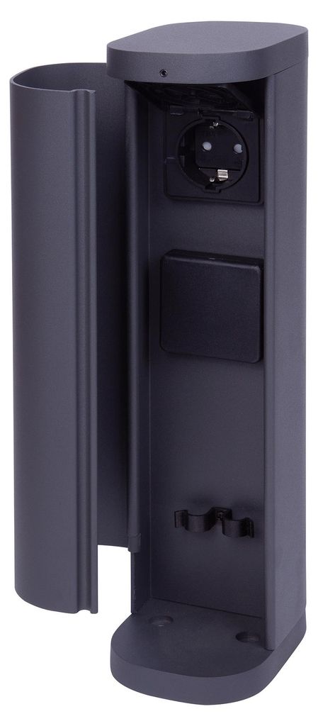 Novatool 1x Steckdosenturm 2-fach außen Anthrazit rund mit Produktbild 