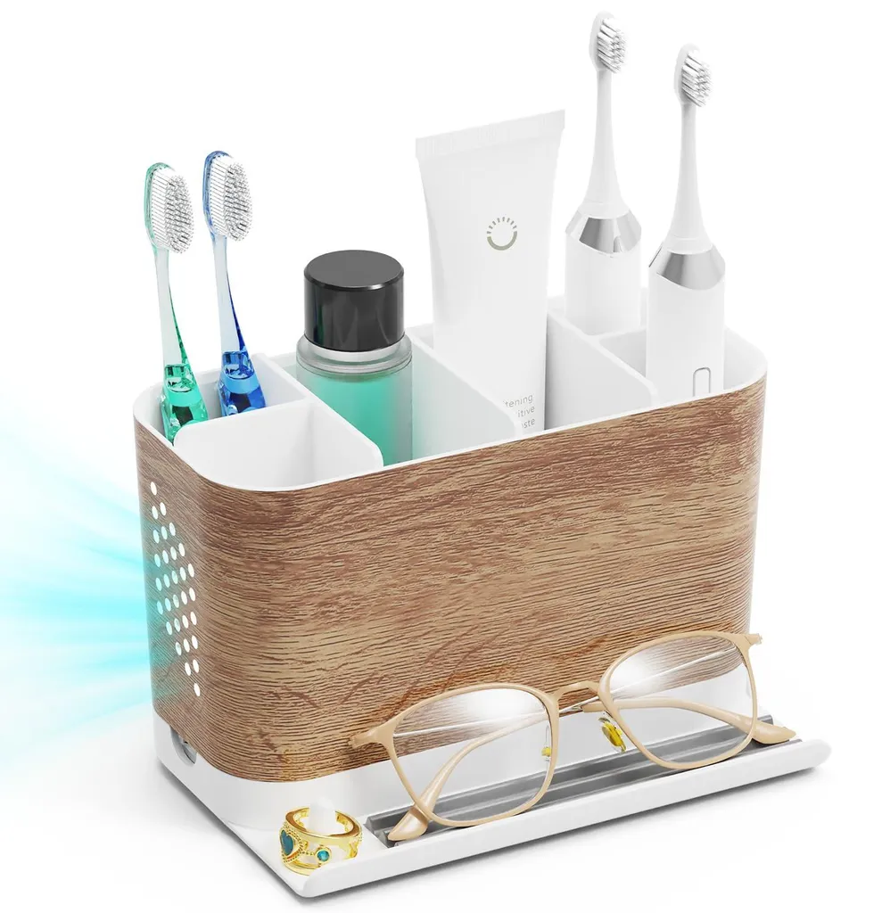 Rangement brosse à dents électrique familial avec support de téléphone