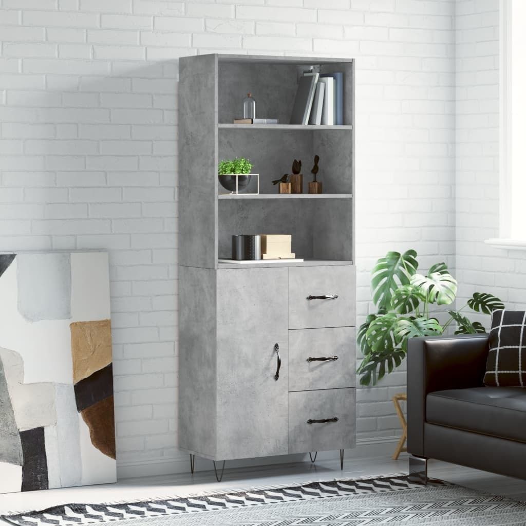 Maison Exclusive - Highboard Betongrau 69,5x34x180 cm Holzwerkstoff