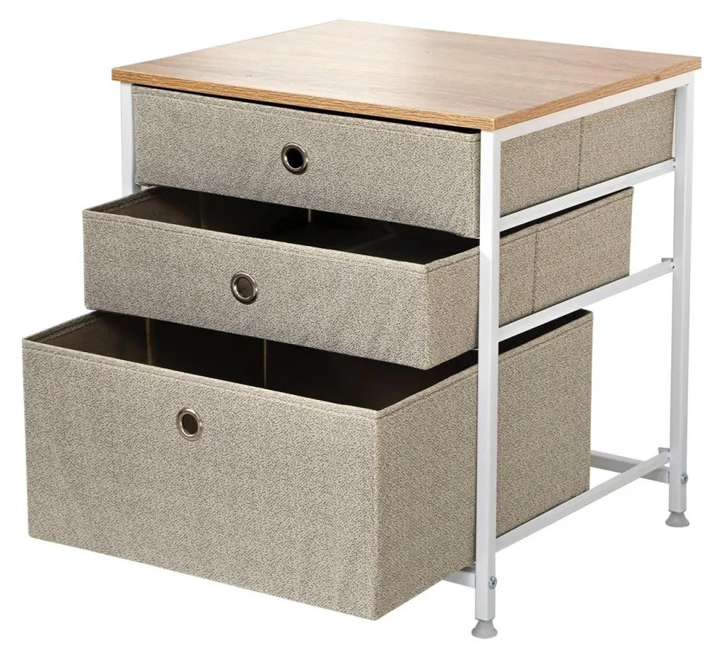 Rangez Tout avec cette Commode 3 Tiroirs Intissé Clair L48 cm Compacte