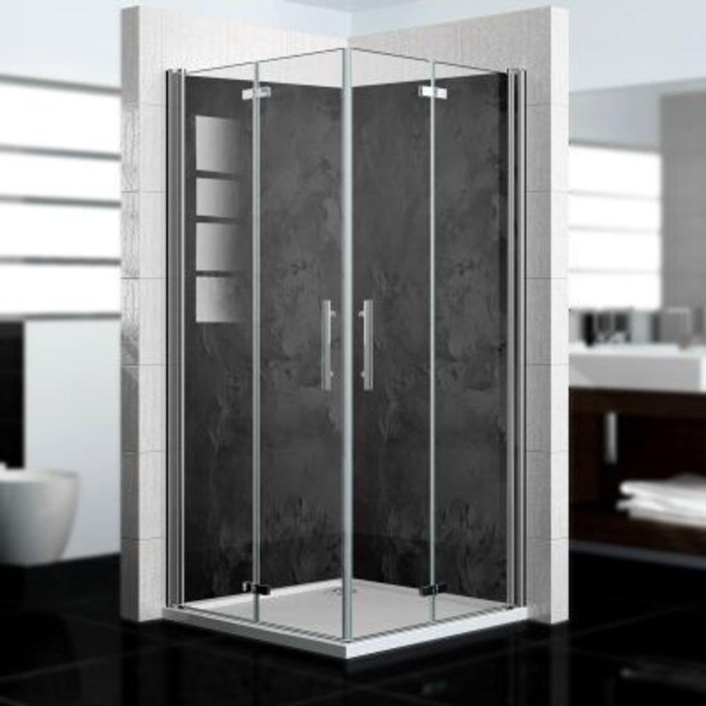 dedeco Eck-Duschrückwände Aluminium wasserfest Motiv: Beton V8, Nano-Protect seidenmatt, 2 x 80x210x0,3cm, Fliesenersatz fugenlos Wandverkleidung...