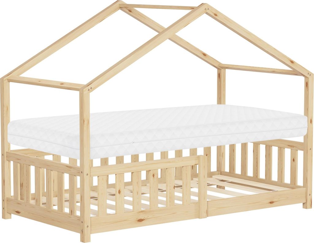 ML-Design Kinderbett Hausbett 80x160 cm Natur mit Matratze Produktbild 