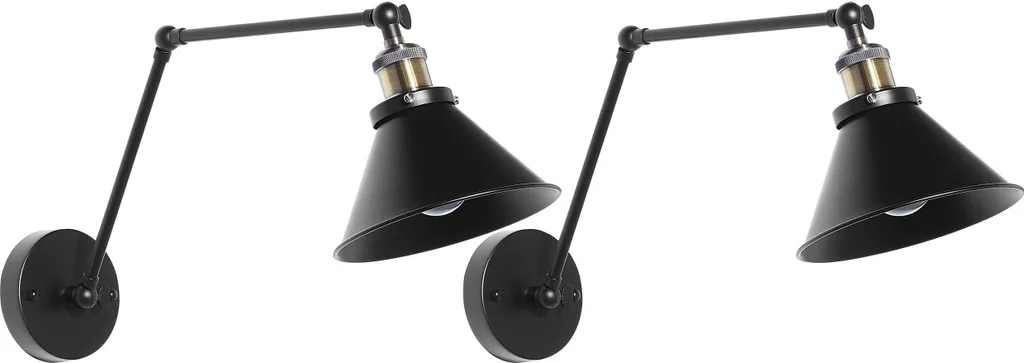 Beliani Ensemble de 2 Appliques Murales Noir Orientables Style Industriel