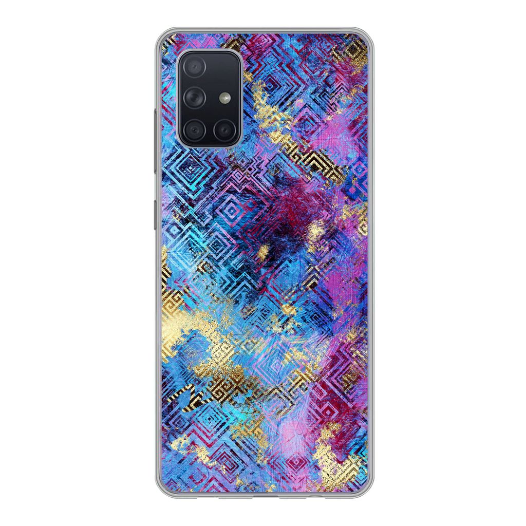 MuchoWow Handyhülle Schutzhülle Hülle für Samsung Galaxy A51 Marmor - Farbe - Geometrische Formen Silikon Softcase Handy Hülle - Schutzabdec...