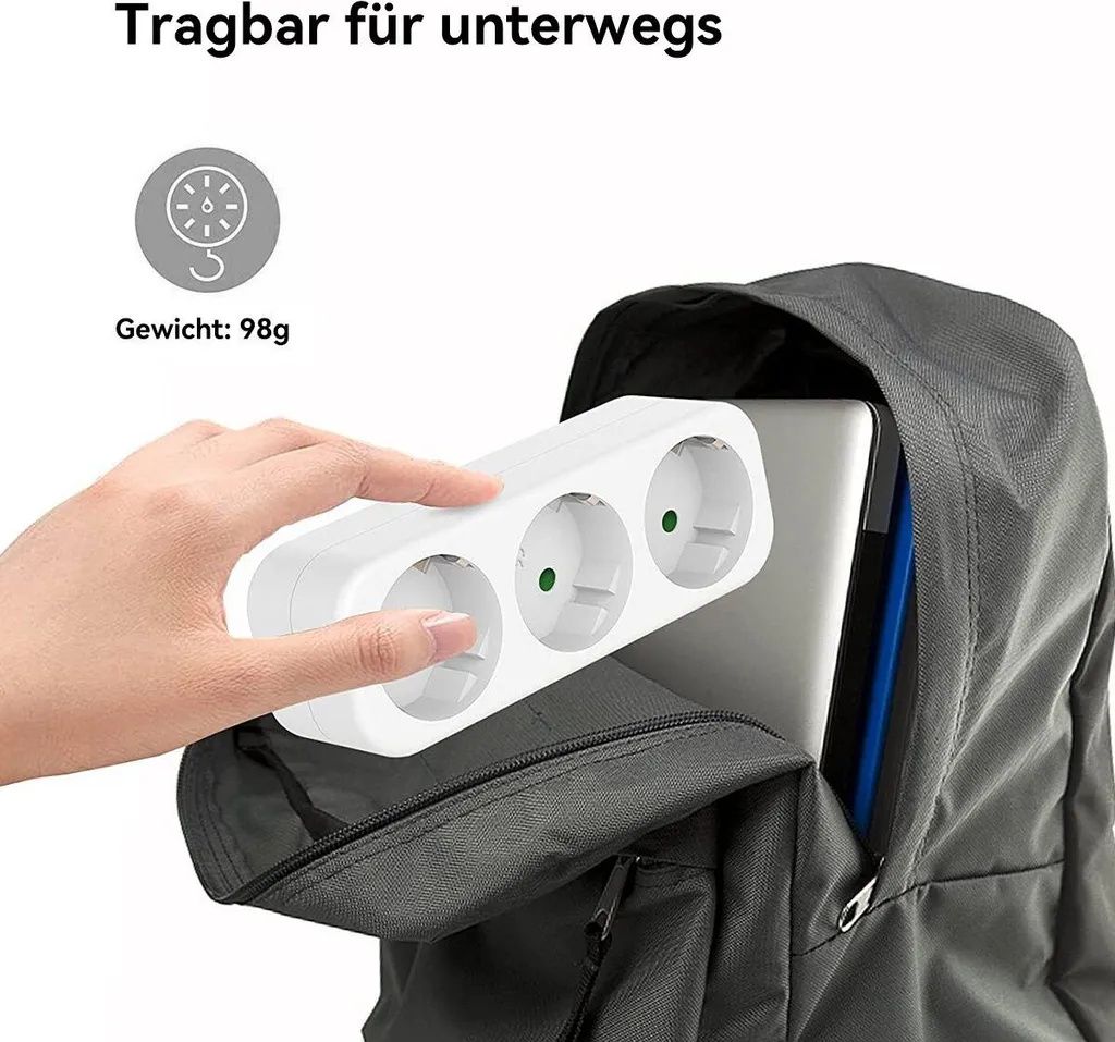 2X 3-Fach EU Steckdosenadapter,3-fach Rund Mehrfachstecker Produktbild 3