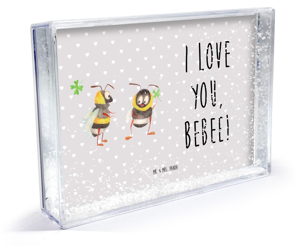 Mr. & Mrs. Panda Bilderrahmen Bienen Paar - Grau Pastell - Geschenk, Fotorahmen, Hochzeitstag, Freund, Freundin, Schildkröten, für Frauen, wohnac...