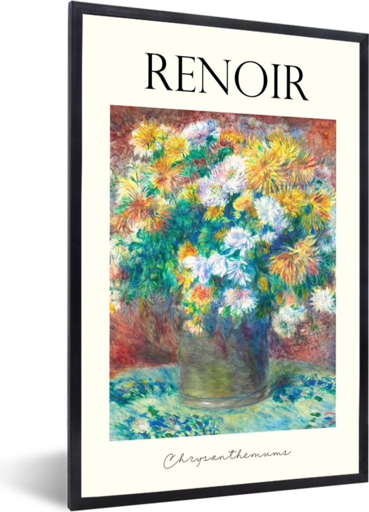 MuchoWow Gerahmtes Poster Kunst - Renoir - Blumen 60x90 cm - Poster mit Schwarzem Bilderrahmen Wandposter Rahmen Foto Bilder - Kunst