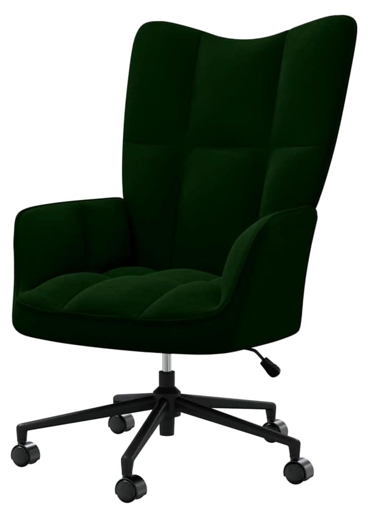 Relaxsessel mit Rückenlehne, Einzelsessel für Wohnzimmer und Schlafzimmer, Dunkelgrün Samt