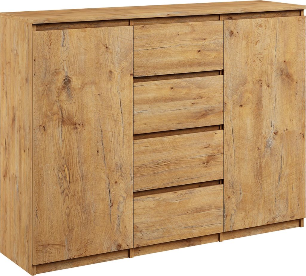 Kommode mit 4 Schubladen 2 Schränke 140cm Klamotenschrank Sideboard artisan