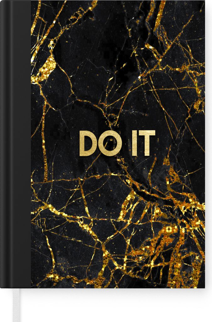 MuchoWow Notizbuch Tagebuch Haushaltsbuch Notebook A5 Zitate - Motivation - Gold - Marmor - Notizblock - Notizheft - Notebook - Schreibblock - Pa...