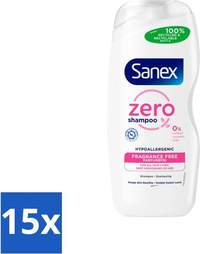 Sanex Zero% Shampoo Delicato Capelli Normali - 15 Pezzi Dermatologico