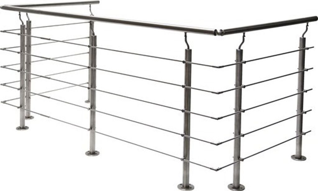 Pertura Geländer-Komplettset Hestia U-Form Edelstahl mit Rundstäbenfür Bodenmontage B: 11 m