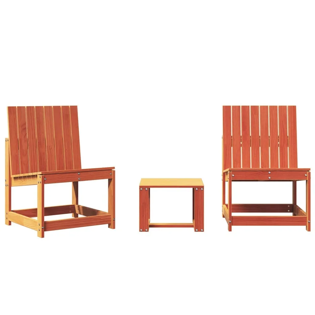 vidaXL Set da Salotto da Giardino 3 Pezzi in Legno di Pino Massiccio Marrone