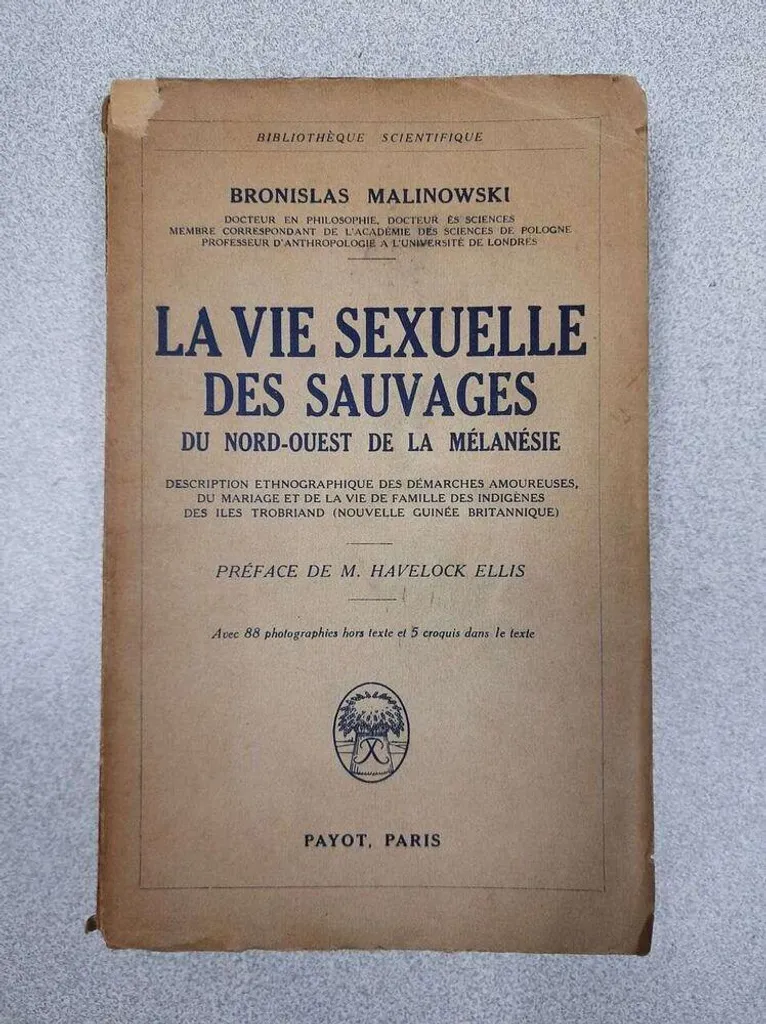 Livre d'anthropologie La Vie Sexuelle des Sauvages de la Mélanésie en format broché