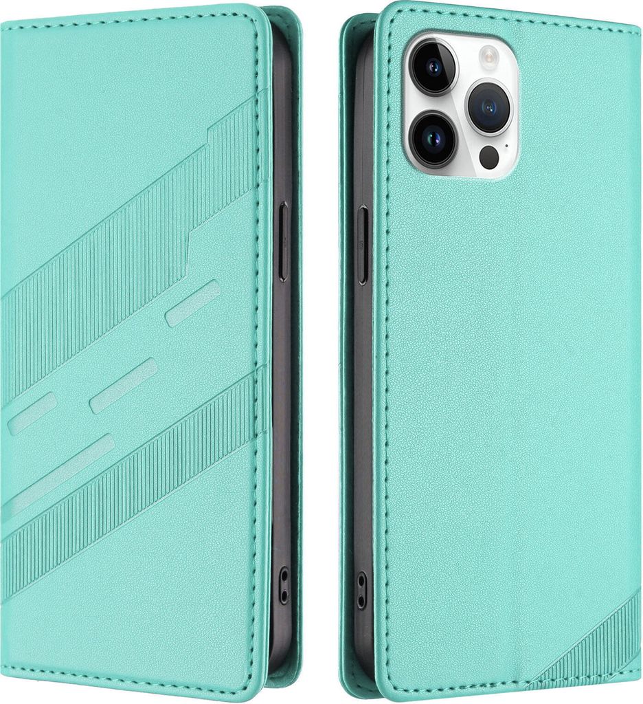 Hülle für iPhone 12 Pro Max, Kunstleder Brieftaschen Handyhülle mit Kartenfach und Standfunktion Türkis