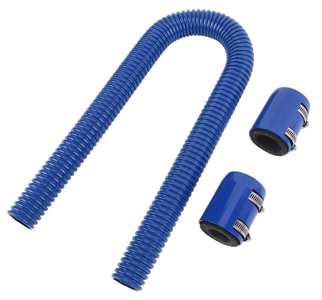 Kit tuyau radiateur flexible 36 pouces inox bleu avec colliers usinés