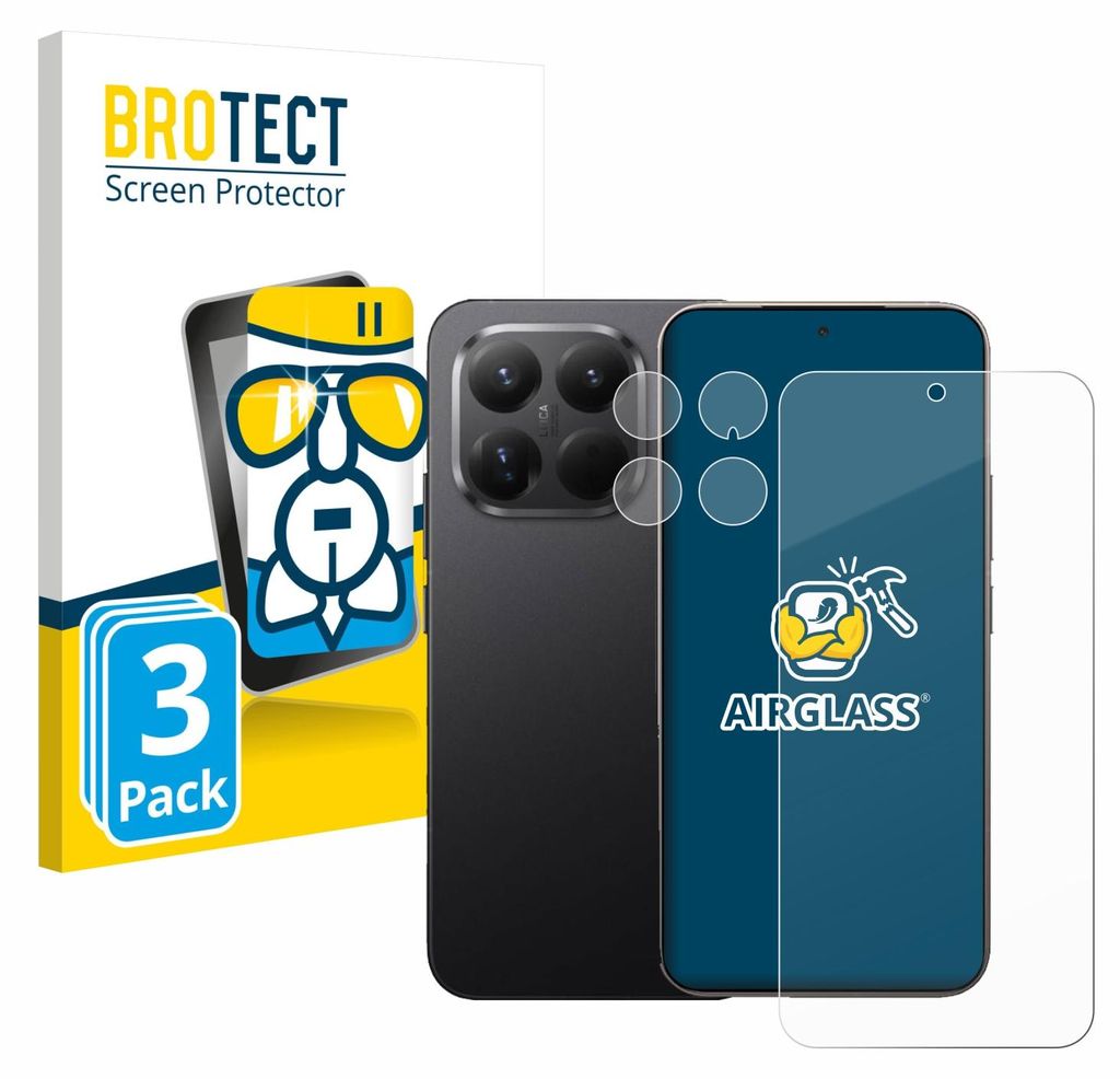 3x BROTECT Schutzglas für Xiaomi 15T Pro (Display+Kamera) Schutzfolie Panzer Folie Glas Display Schutz klar