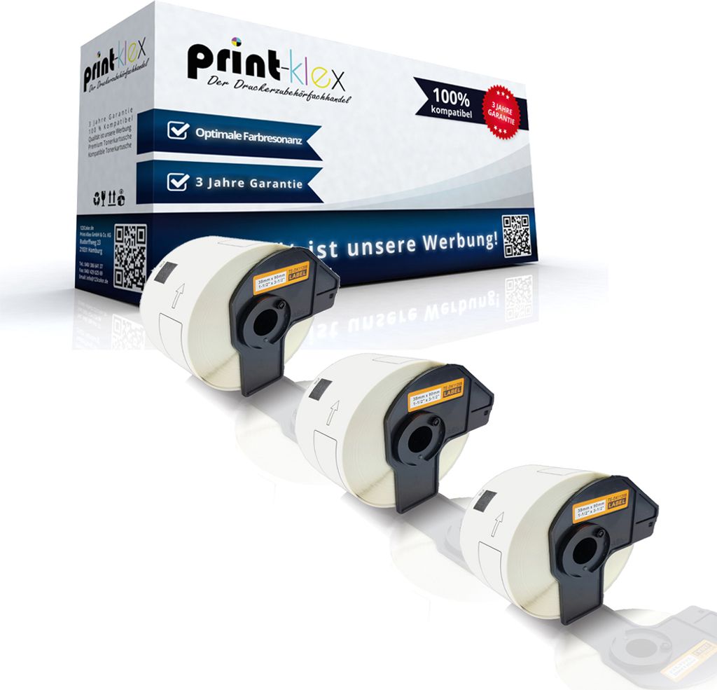Print-Klex 3x Kompatible Etiketten-Rollen kompatibel mit Bother P-Touch DK-11208 P-Touch QL 1000 Series P-Touch QL 1050 P-Touch QL 1050 N P-Touch Q...