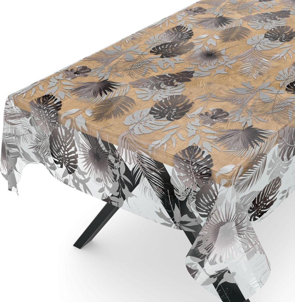 Tischdecke Klara Tischtuch Plastiktischdecke Schutzdecke Klarsichtfolie Blätter Transparent Wasserabweisend Breite 140 cm Länge 260 cm mit Schnit...