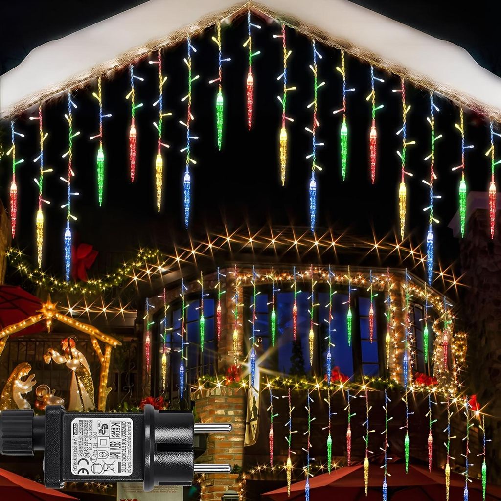 3.5M Bunt Eisregen Lichterkette LED Eiszapfen Produktbild 