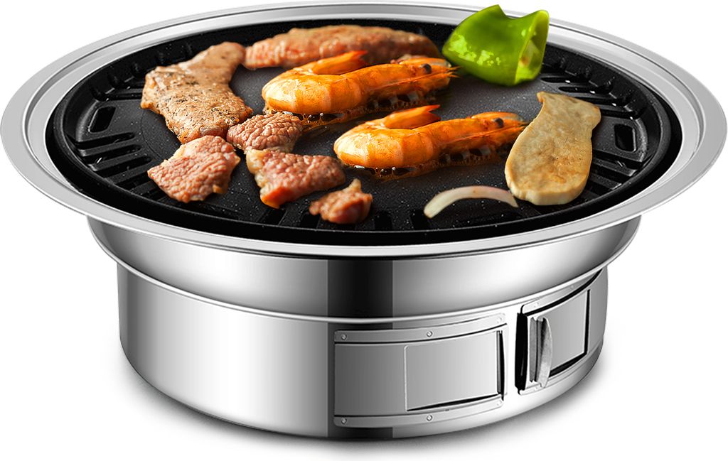 Holzkohlegrill Koreanischer Antihaft-Barbecue-Grill Tragbarer Edelstahl-BBQ-Holzkohlegrill-Ofen fš¹r Camping-Kochen im Freien