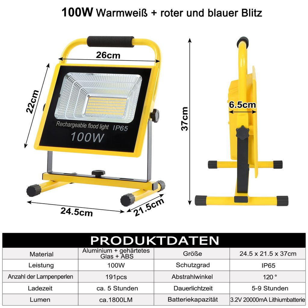 Teleskop Stativ Gelb Baustrahler Stativ Bis 1,60m - Doppelhalterung Für LED Fluter Stativ Für Arbeitsleuchten