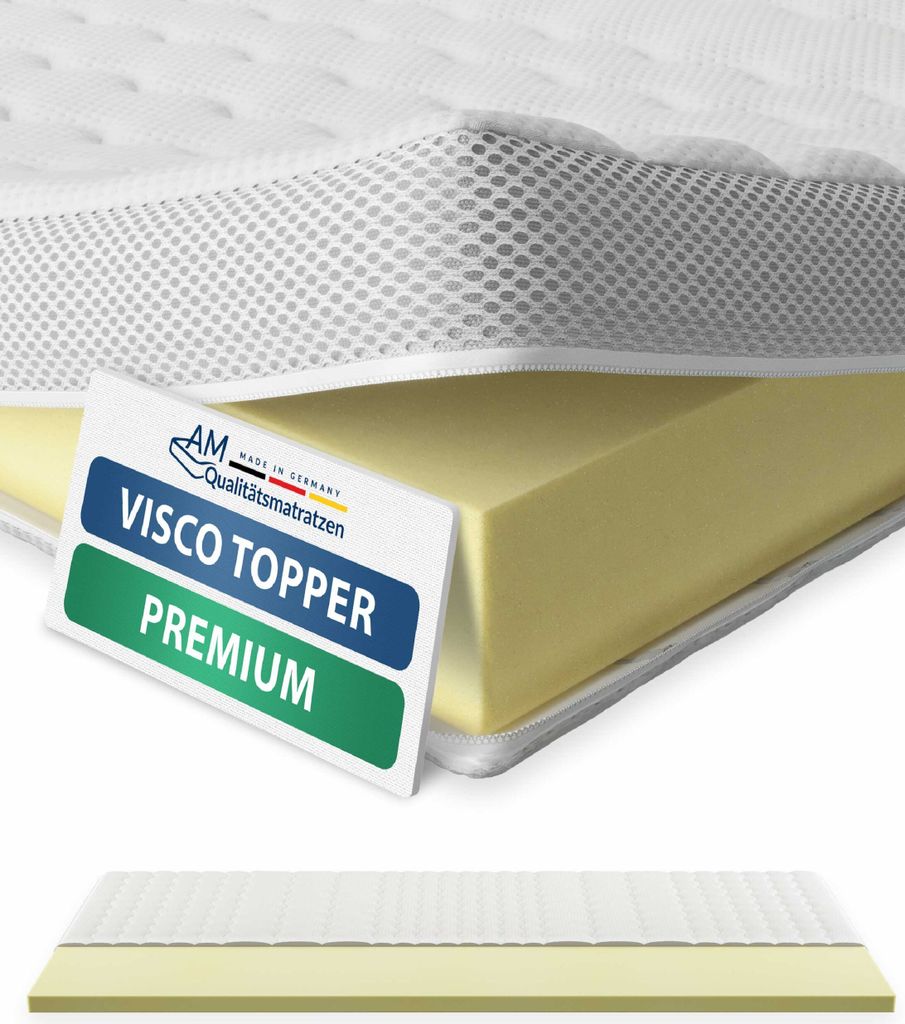 AM Qualitätsmatratzen | Premium Visco-Topper | 200x220 cm | 6 cm Höhe | Matratzentopper | 200/220 | Viscoschaum Topper | Memoryschaum