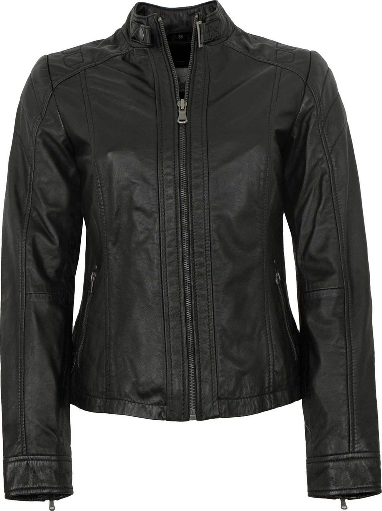7eleven - Damen Lederjacke Lammnappa schwarz : 44