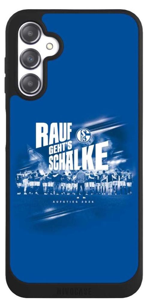 NIVOCASE Handyhülle für Samsung Galaxy A14 5G Hülle NIVOpure Case Schwarz Aufstieg FC Schalke 04 Offizielles Lizenzprodukt
