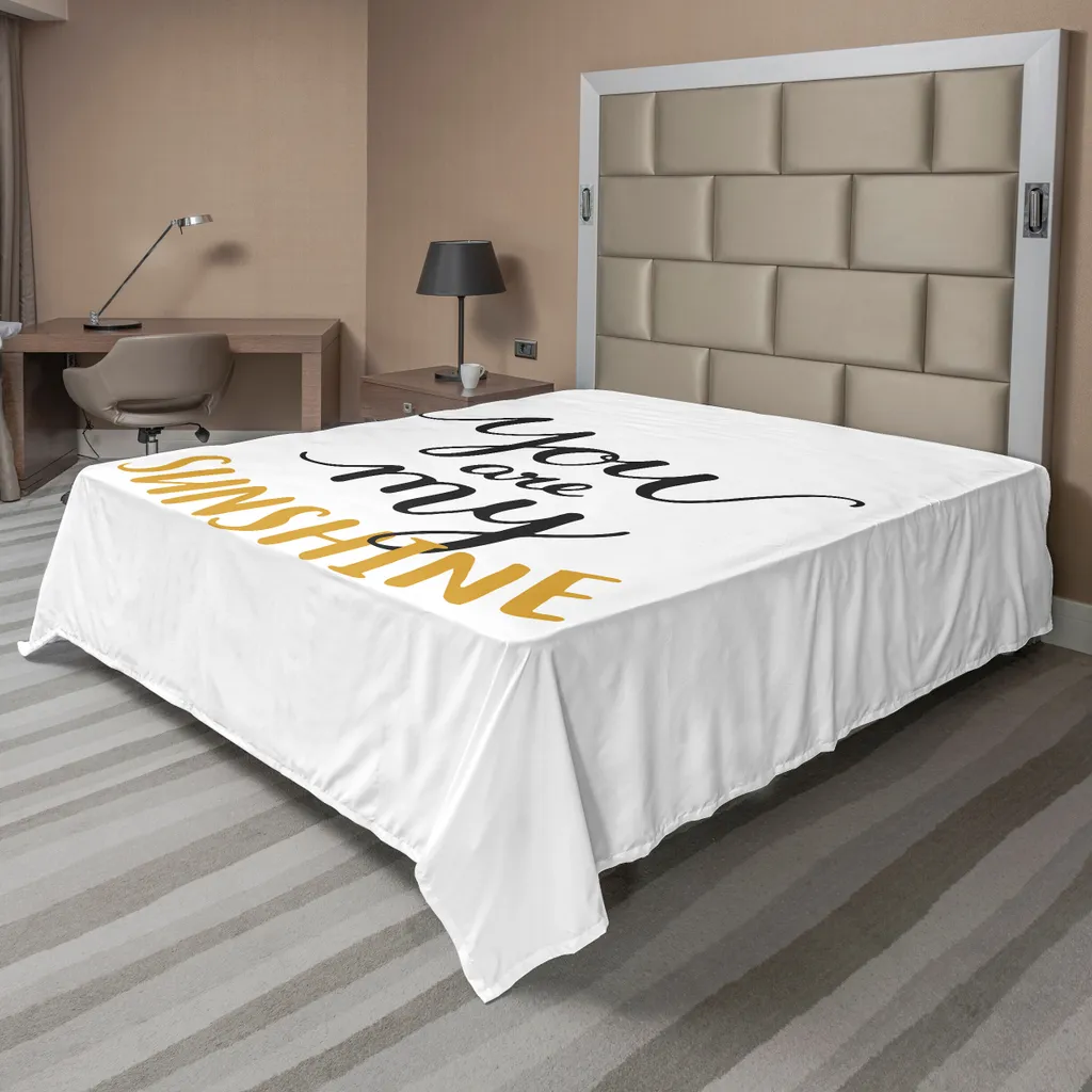 Lenzuolo ABAKUHAUS Frase Romantica Soulmate 260x228 Senape Nero