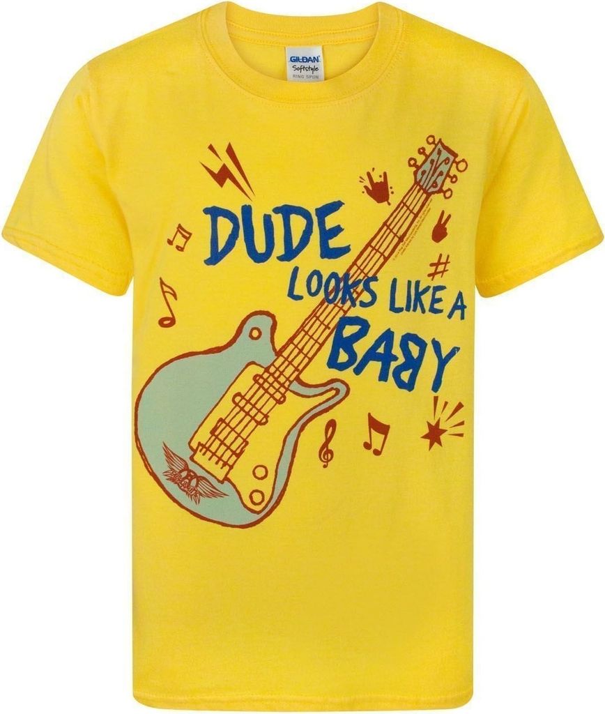 Aerosmith - "Dude Looks Like A Baby" T-Shirt für Kinder NS6400 (128) (Gelb)