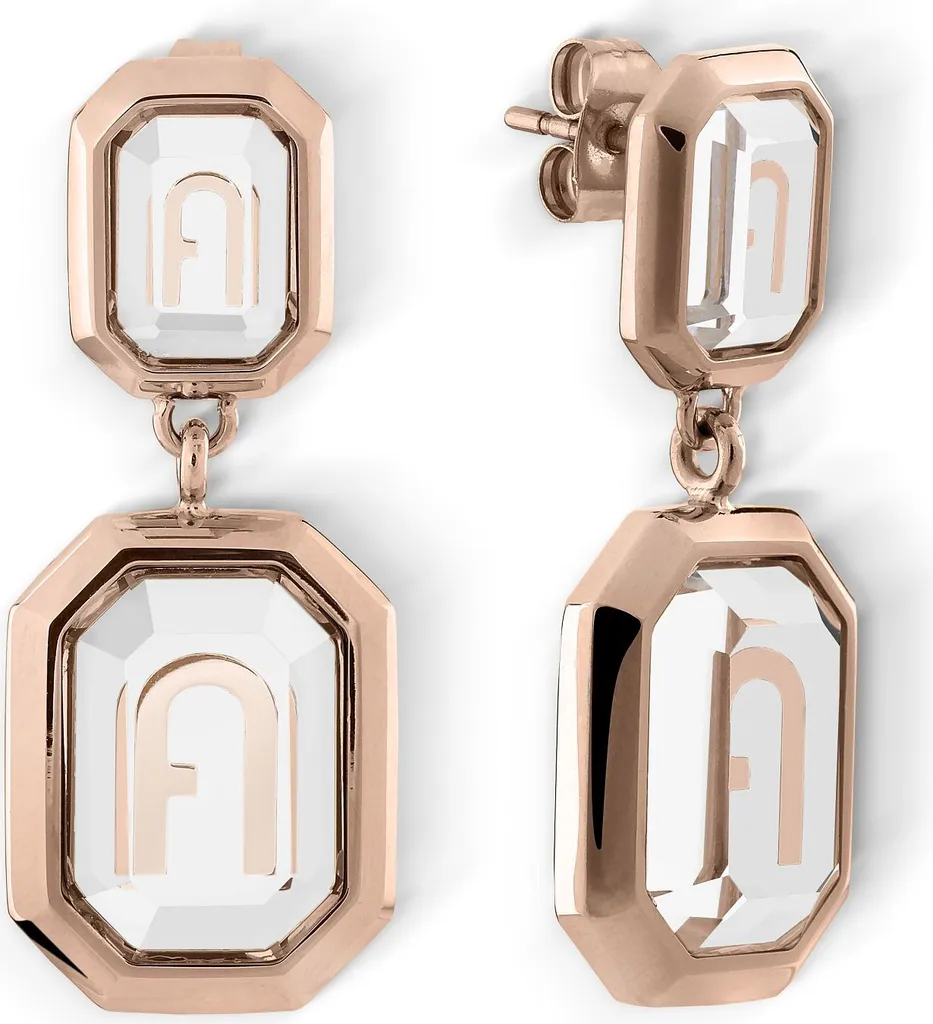 Furla Octogonal boucles d'oreilles en acier inoxydable doré pour femme