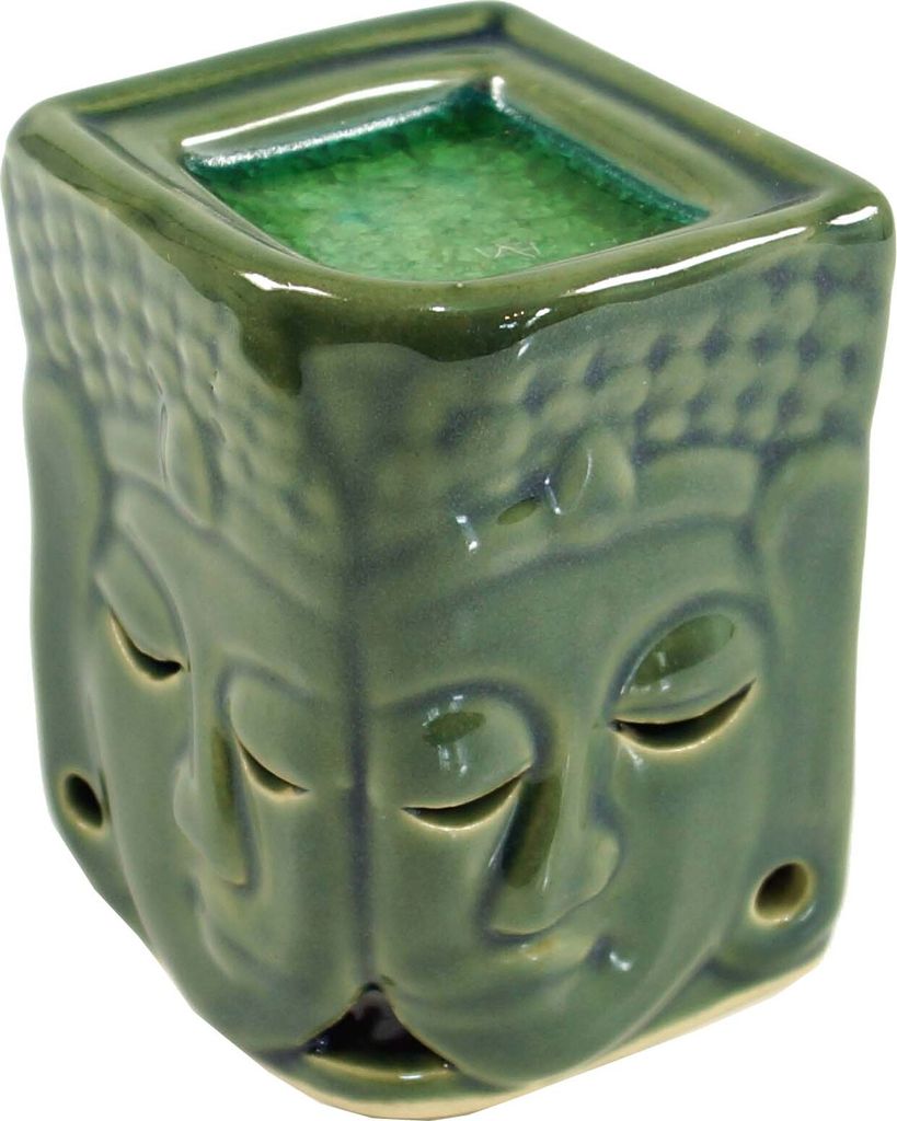 Exotische Duftlampe, Aromalampe Keramik Buddha - Grün, 8,5*6*6 cm, Duftlampen & Öllampen