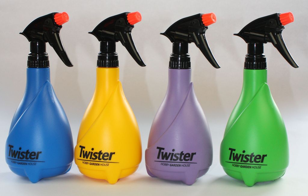 Sprühflasche 4er GARTEN blau+gelb+grün+gelb 0,5L KWAZAR Twister