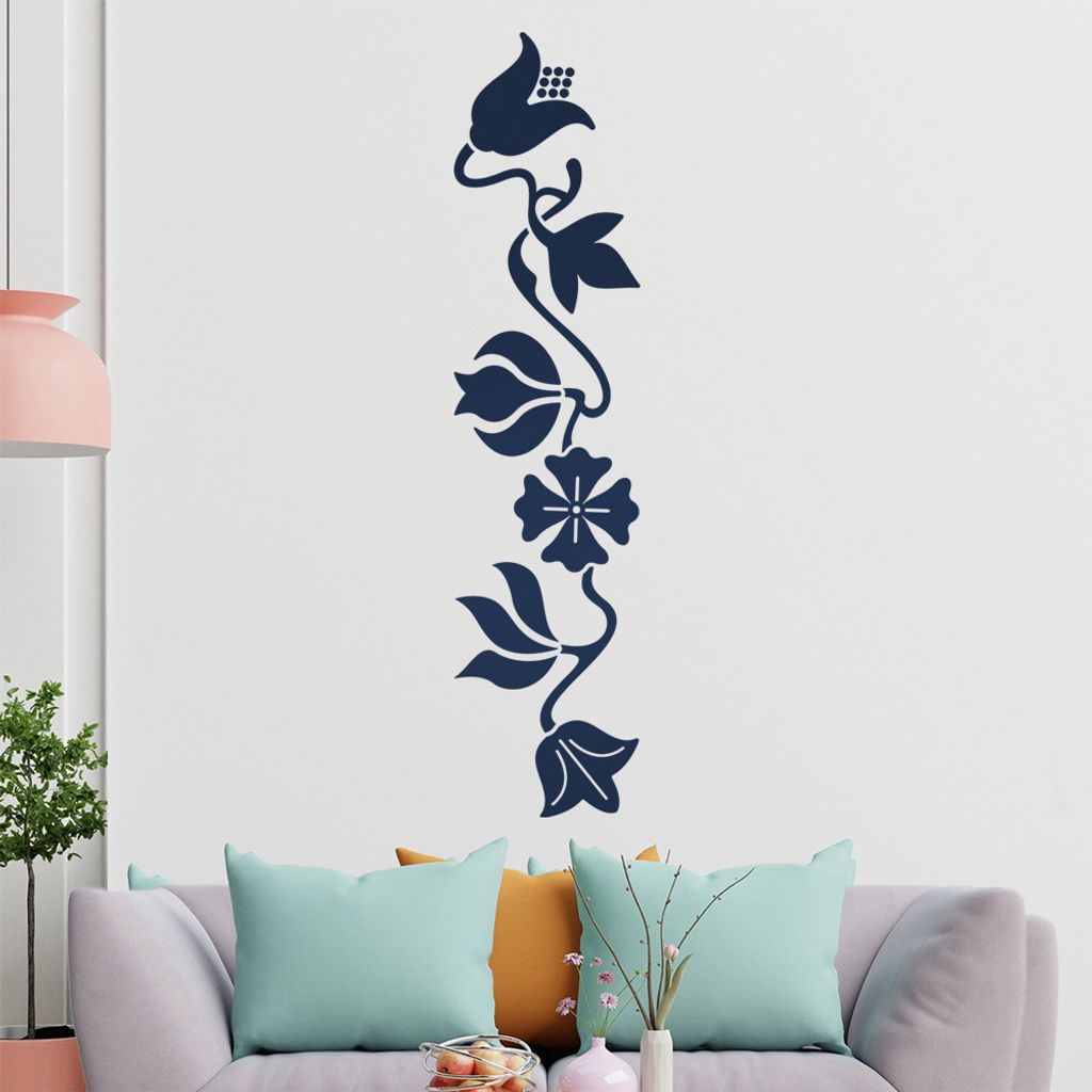 große Blüten und Blätter Wandtattoo in 6 Größen - Wandaufkleber Wall Sticker - Dekoration, Küche, Wohnzimmer, Schlafzimmer, Badezimmer