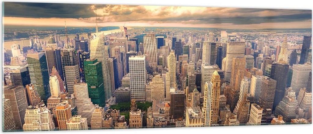 Bilder auf glas - Stadt Wolkenkratzer Amerika Innenstadt - 140x50cm - Glasbilder - Wandbilder - Kunstdruck - Wanddekoration aus Glas - Glas Bilder ...