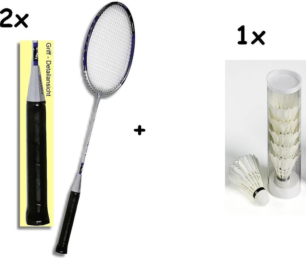 Kit badminton complet avec 2 raquettes et volants Profi haute qualité