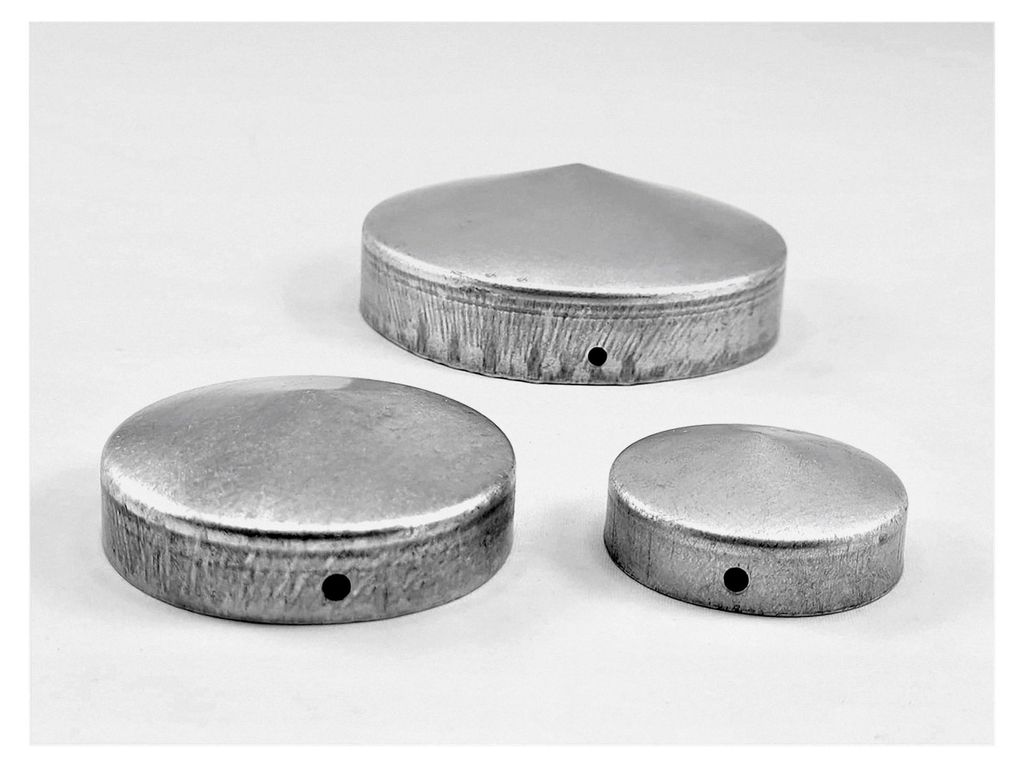 5 Stück runde Abdeckkappen aus verzinktem Metall Ø70mm