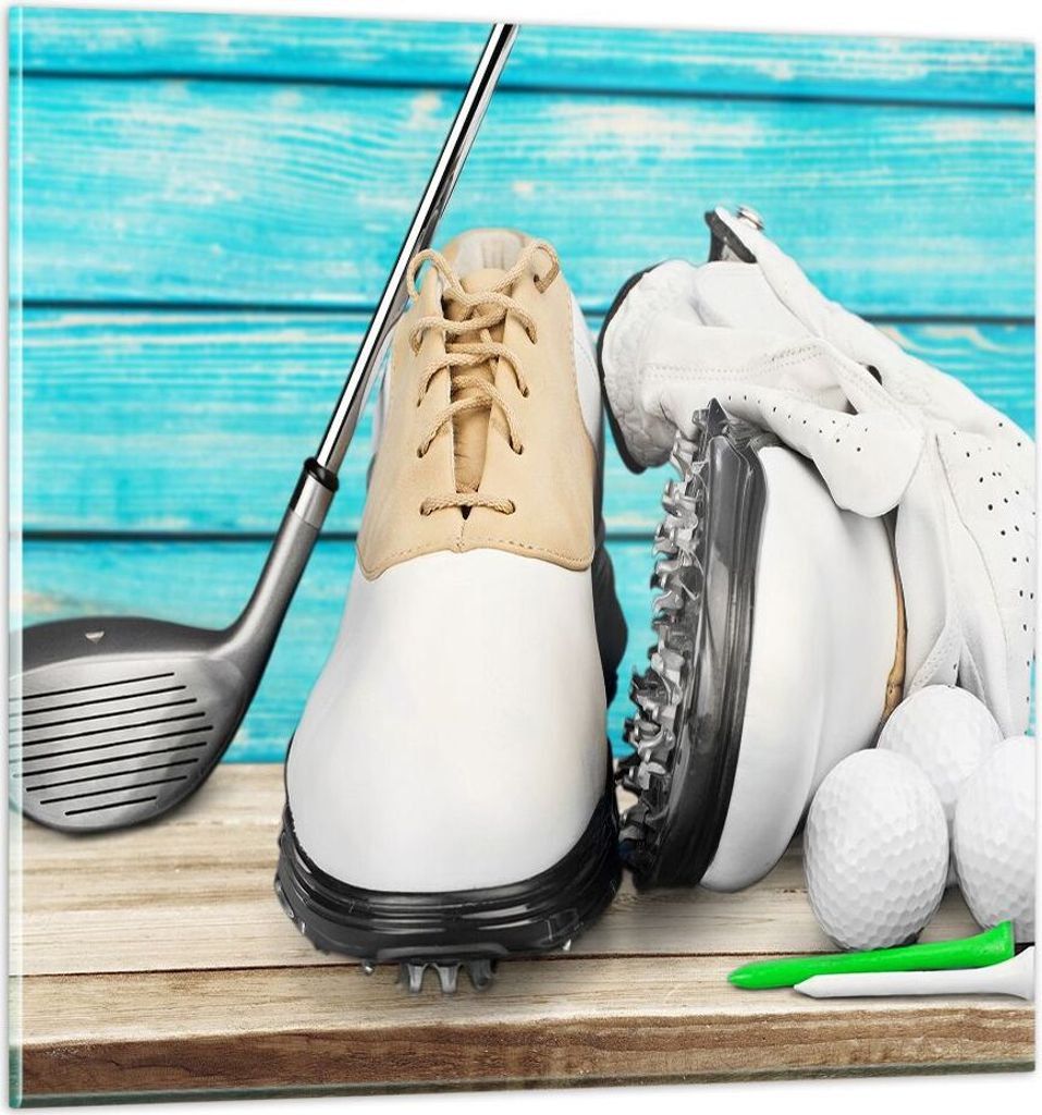 Bilder auf glas - Golf Ball Gras Sport - 60x60cm - Glasbilder - Wandbilder - Kunstdruck - zum Aufhängen bereit - Wanddekoration aus Glas - Glas Bi...