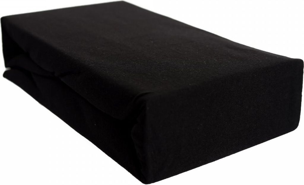 Jersey Spannbettlaken 100% Baumwolle 180-200x200 cm + 25 cm Rundumgummizug Schwarz