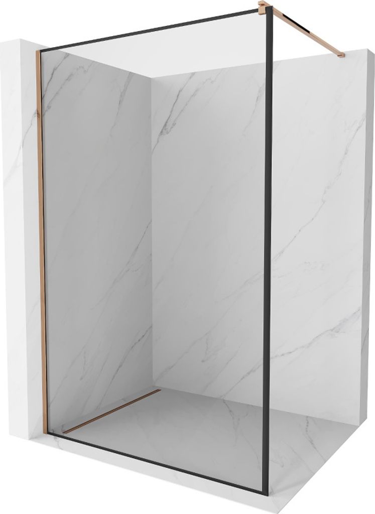 Mexen Kioto Duschwand 100 x 200 cm, Transparent/Schwarzes Design 8 mm, Rosa Gold - 800-100-101-60-70