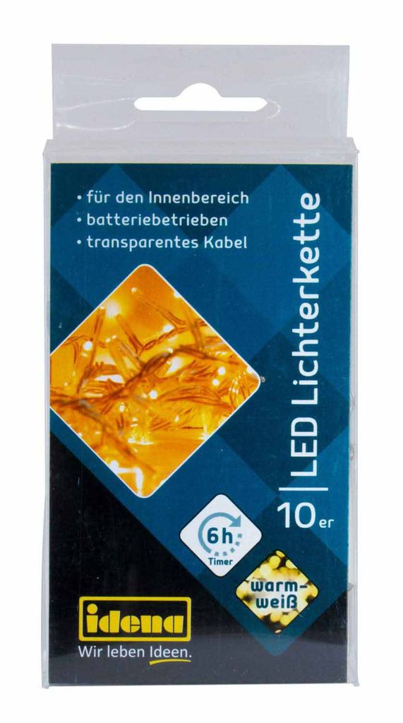Idena 10er LED Lichterkette transparent 1,0 m Produktbild 